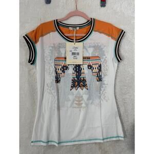 Delila Southwestern Thunder Bird Top Size sm NWT Short Sleeve Concho Studs